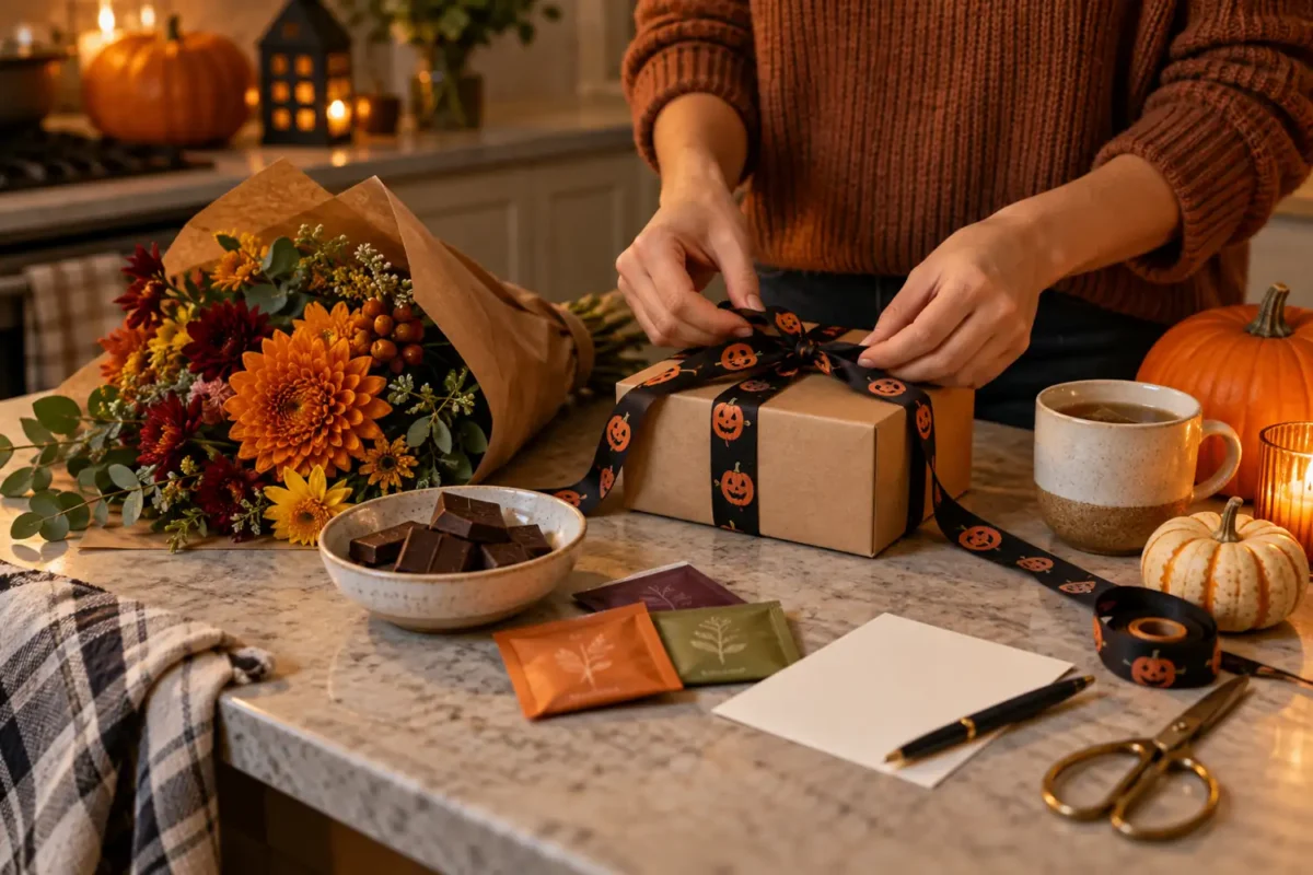 Assembling a thoughtful last-minute Halloween gift with simple local items