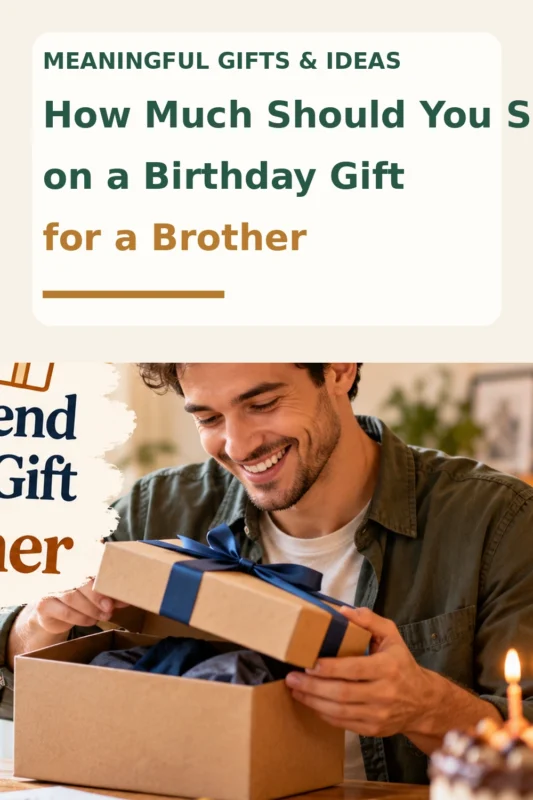Pinterest graphic about choosing a birthday gift budget for a brother.