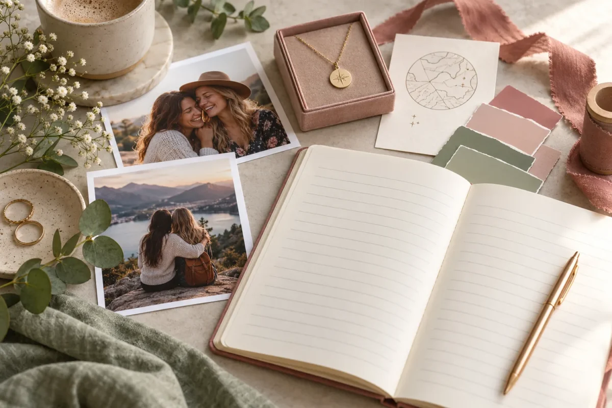 Planning a personalized gift for a sister with photos, colors, and an engraved necklace