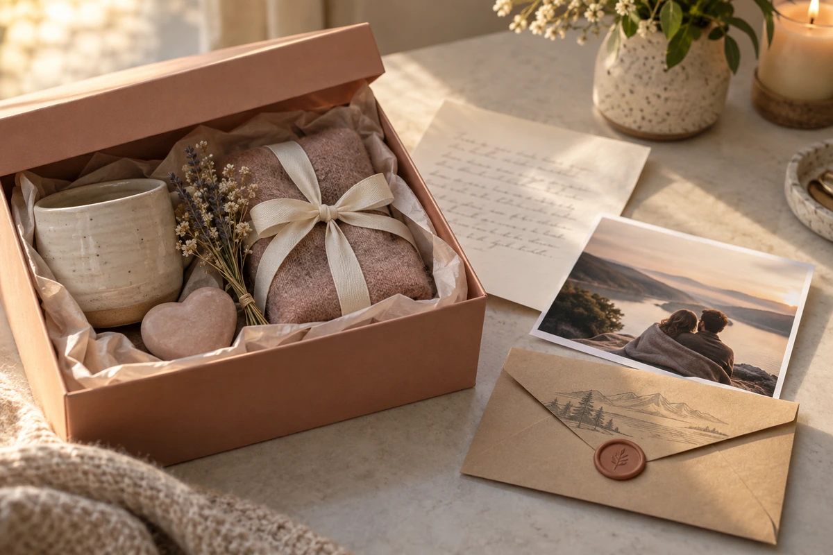 Low-clutter meaningful gift for a wife with a letter, shared photo, and flexible experience
