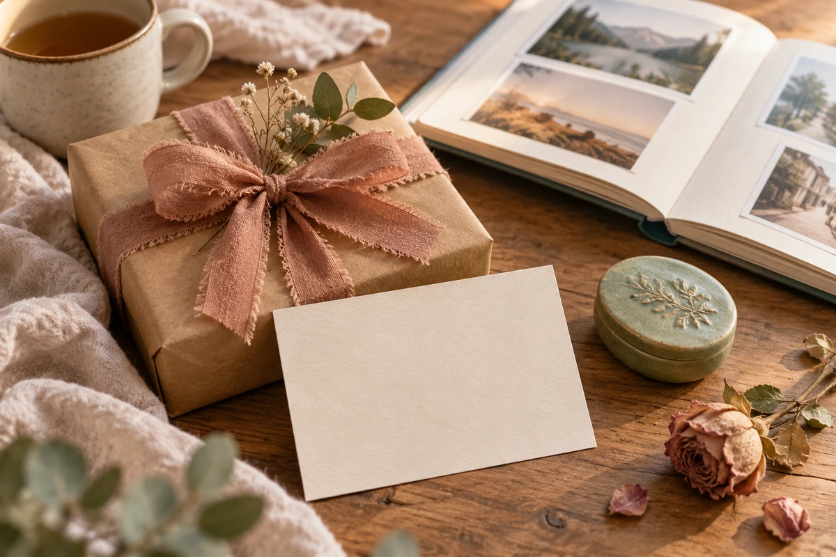 Meaningful memory-based gift with a card and photo album