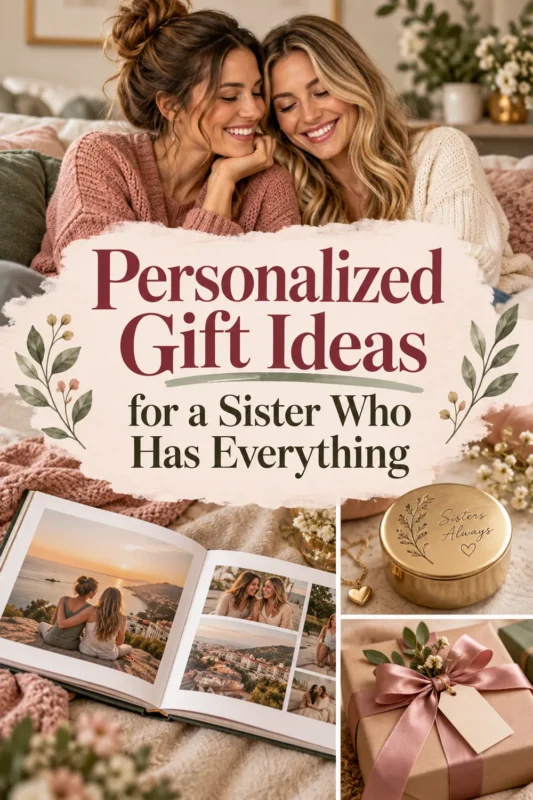 Personalized gift ideas for a sister who has everything Pinterest graphic