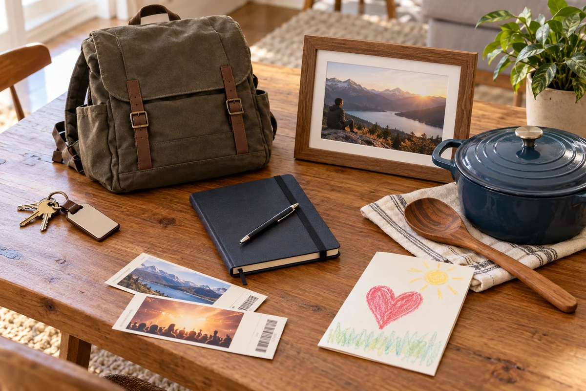 Birthday gift ideas for an adult son at different life stages including home, career, travel, and family gifts