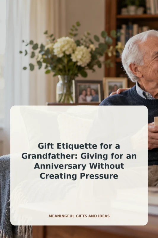 Gift etiquette for a grandfather anniversary Pinterest graphic