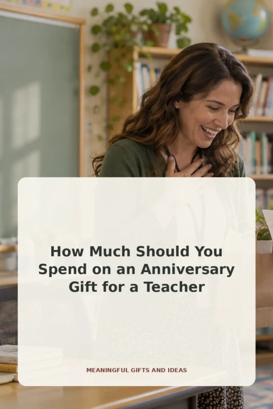How much to spend on an anniversary gift for a teacher Pinterest graphic
