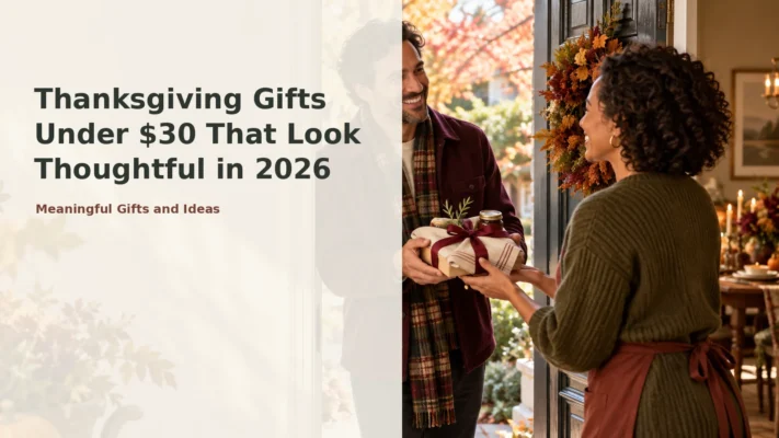 Guest giving a thoughtful Thanksgiving gift under $30 to a host in 2026