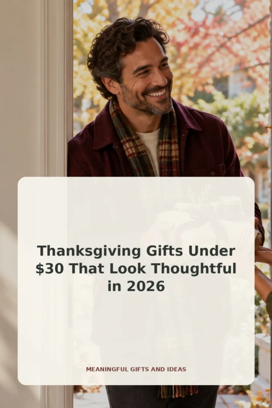 Thanksgiving gifts under $30 that look thoughtful in 2026 Pinterest graphic